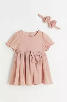 Платье с аксессуаром H&amp;M, розовый