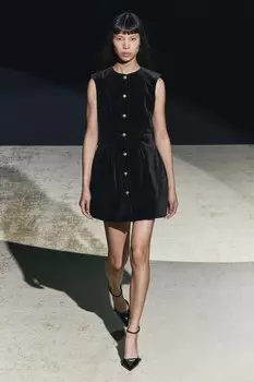 Платье с бахратом из бархата коллекция zw ZARA, черный