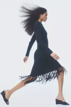 Платье с бахромой H&M, черный