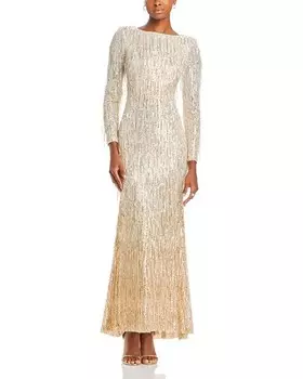 Платье с бахромой и пайетками Eliza J, цвет Gold