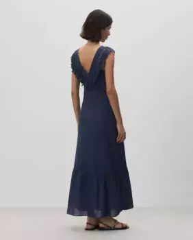 Платье с бахромой и вырезом Simorra, темно-синий