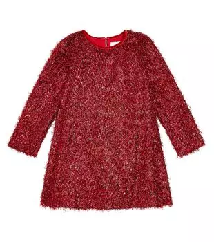 Платье с бахромой из люрекса Monnalisa, красный