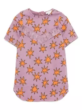 Платье с бахромой из ярких звезд Stella McCartney Kids, фиолетовый