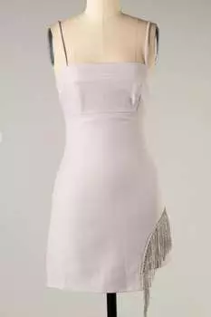 Платье с бахромой из стразов в лавандовом цвете LE LIS