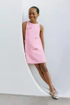 Платье с бантиками ZARA, розовый