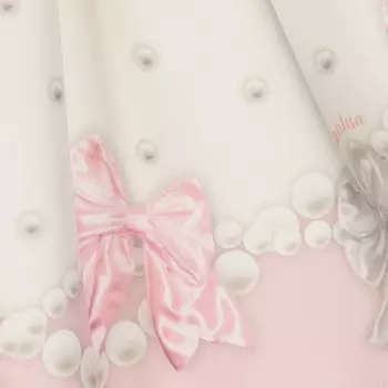 Платье с бантом цвета слоновой кости и розового жемчуга Monnalisa, белый