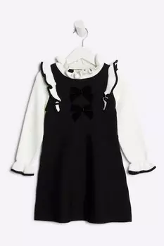 Платье с бантом для девочки River Island, черный