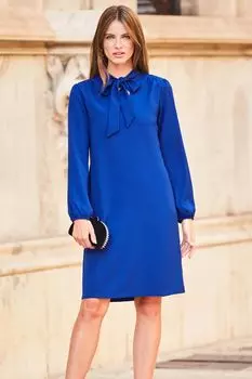 Платье с бантом и глубоким вырезом Sosandar, синий