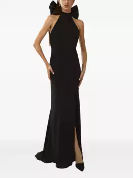 Платье с бантом и халтернеем Nicole Miller, черный