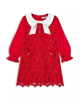 Платье с бантом и кружевом для девочек - Little Kid, Big Kid Self-Portrait, красный