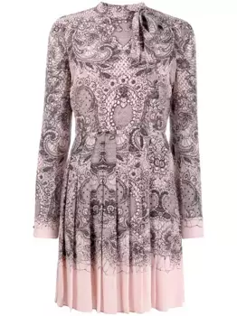 Платье с бантом и плиссировкой VALENTINO GARAVANI, розовый