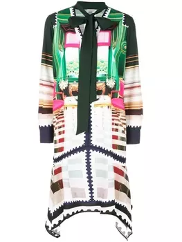 Платье с бантом и принтом Mary Katrantzou, зеленый