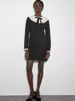 Платье с бантом в складку цвета кри Monsoon, черный