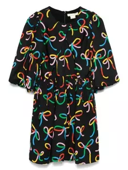 Платье с бантовым принтом Stella McCartney Kids, черный