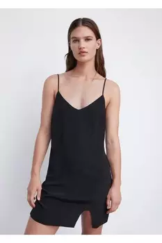 Платье с боковым разрезом Mango, черный