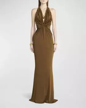 Платье с бретельками и бретельками со сборками TOM FORD, цвет Bronze Oli