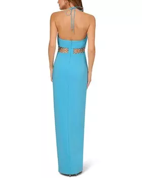 Платье с бретельками из эластичного твила Liv Foster, синий