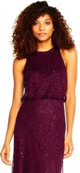 Платье с бретельками из бисера Adrianna Papell, красный