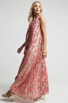 Платье с бретелью через шею с блестками River Island, красный