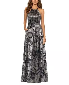 Платье с бретелью на бретельках с металлизированным цветочным принтом Betsy & Adam