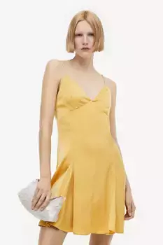 Платье с бретелями со стразами H&M, желтый