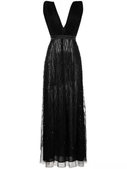 Платье с бусинами Elisabetta Franchi, черный