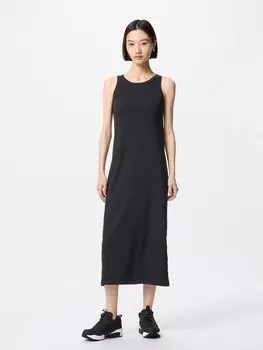Платье с чашечками в рубчик длинное Uniqlo, черный