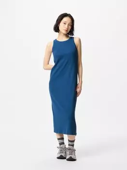 Платье с чашечками в рубчик полосатое, короткое Uniqlo, синий