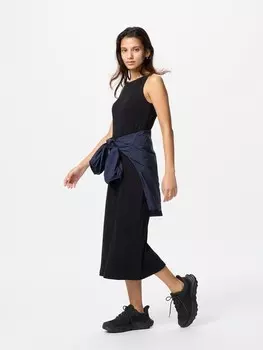 Платье с чашечками в рубчик полосатое, короткое Uniqlo, черный