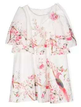 Платье с цветочной аппликацией и принтом Patachou, белый