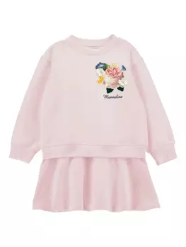 Платье с цветочной аппликацией Monnalisa, розовый