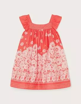 Платье с цветочной каймой и вышивкой Monsoon, оранжевый