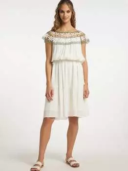 Платье с цветочным кружевом Izia, белый