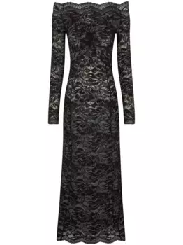 Платье с цветочным кружевом Rabanne, черный