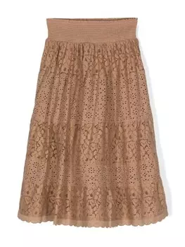 Платье с цветочным кружевом TWINSET Kids, коричневый