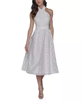 Платье с цветочным принтом Burnout KARL LAGERFELD PARIS, белый