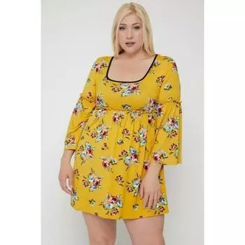 Платье с цветочным принтом FASHNZFAB, желтый/мультиколор