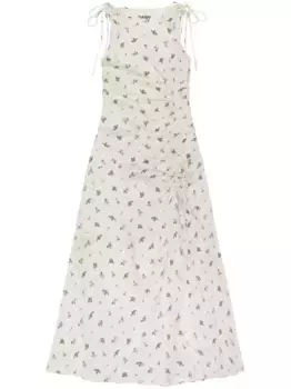 Платье с цветочным принтом GANNI, белый