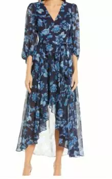 Платье с цветочным принтом High Low в темно-синем цвете Eliza J