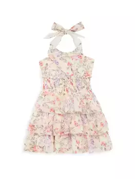 Платье с цветочным принтом и бретельками для девочек Flowers By Zoe, мультиколор