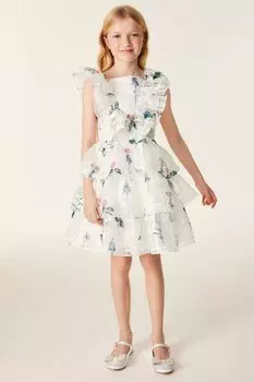 Платье с цветочным принтом и оборками Baker By Ted Baker, белый