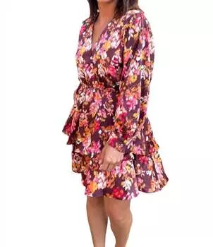 Платье с цветочным принтом и оборками цвета вина entro, цвет wine