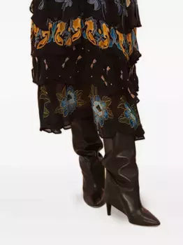 Платье с цветочным принтом и оборками FARM Rio, черный