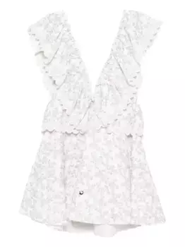 Платье с цветочным принтом и оборками COPERNI, белый
