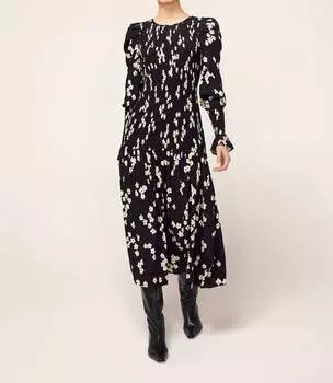 Платье с цветочным принтом и сборками в цвете Wren Black KITRI