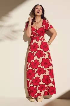 Платье с цветочным принтом и вырезом на спине Myleene Klass, красный