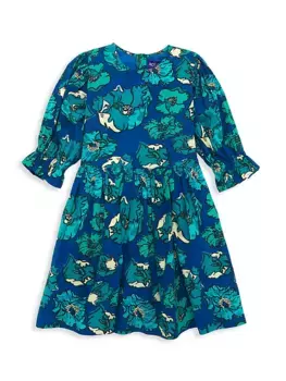 Платье с цветочным принтом пиона для маленьких девочек и девочек Ro'S Garden, синий