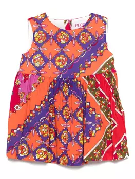 Платье с цветочным принтом PUCCI Junior, оранжевый