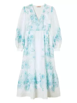 Платье с цветочным принтом TWINSET, белый