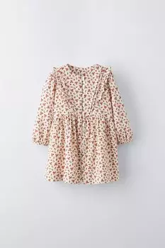 Платье с цветочным принтом ZARA, экрю
